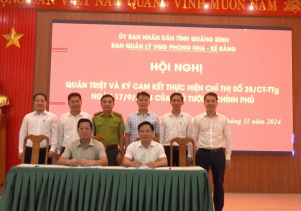 Ban quản lý VQG Phong Nha – Kẻ Bàng tổ chức Hội nghị ký cam kết thực hiện Chỉ thị số 35/CT-TT ngày 17/9/2024 của Thủ tướng Chính phủ