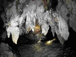 A cave with stalactites and stalagmites

Description automatically generated