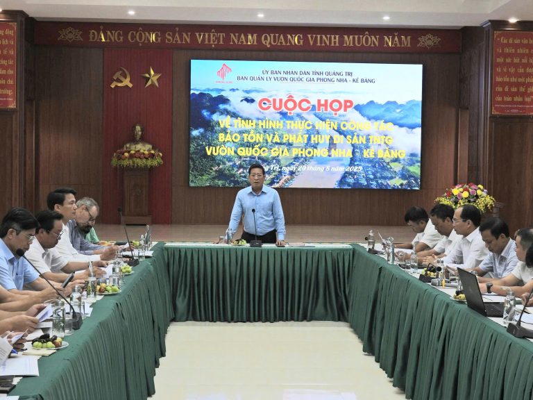 BQL VQG Phong Nha – Kẻ Bàng tổ chức buổi làm việc với IUCN Việt Nam và các cơ quan liên quan về công tác bảo tồn và phát huy Di sản Thế giới